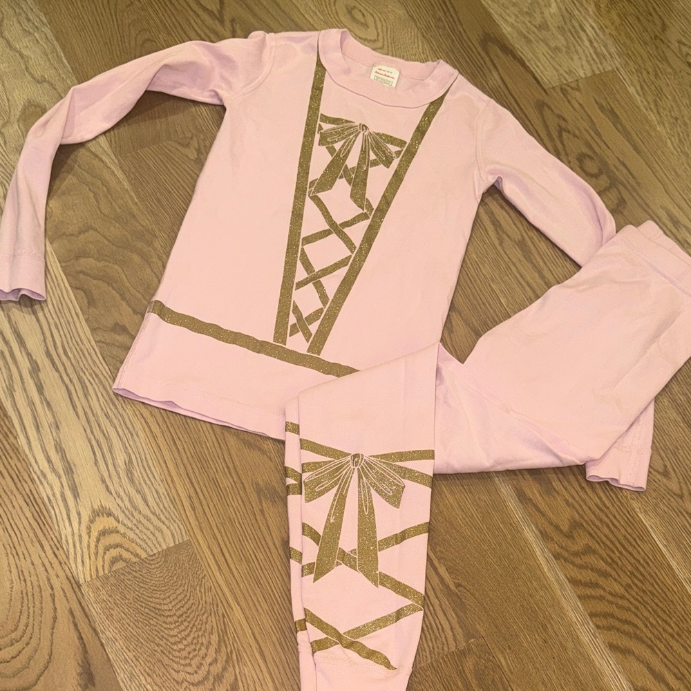 Hanna Andersson Light Pink Bow pj set